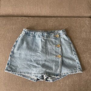 Zara Light Blue Denim Skort with Buttons